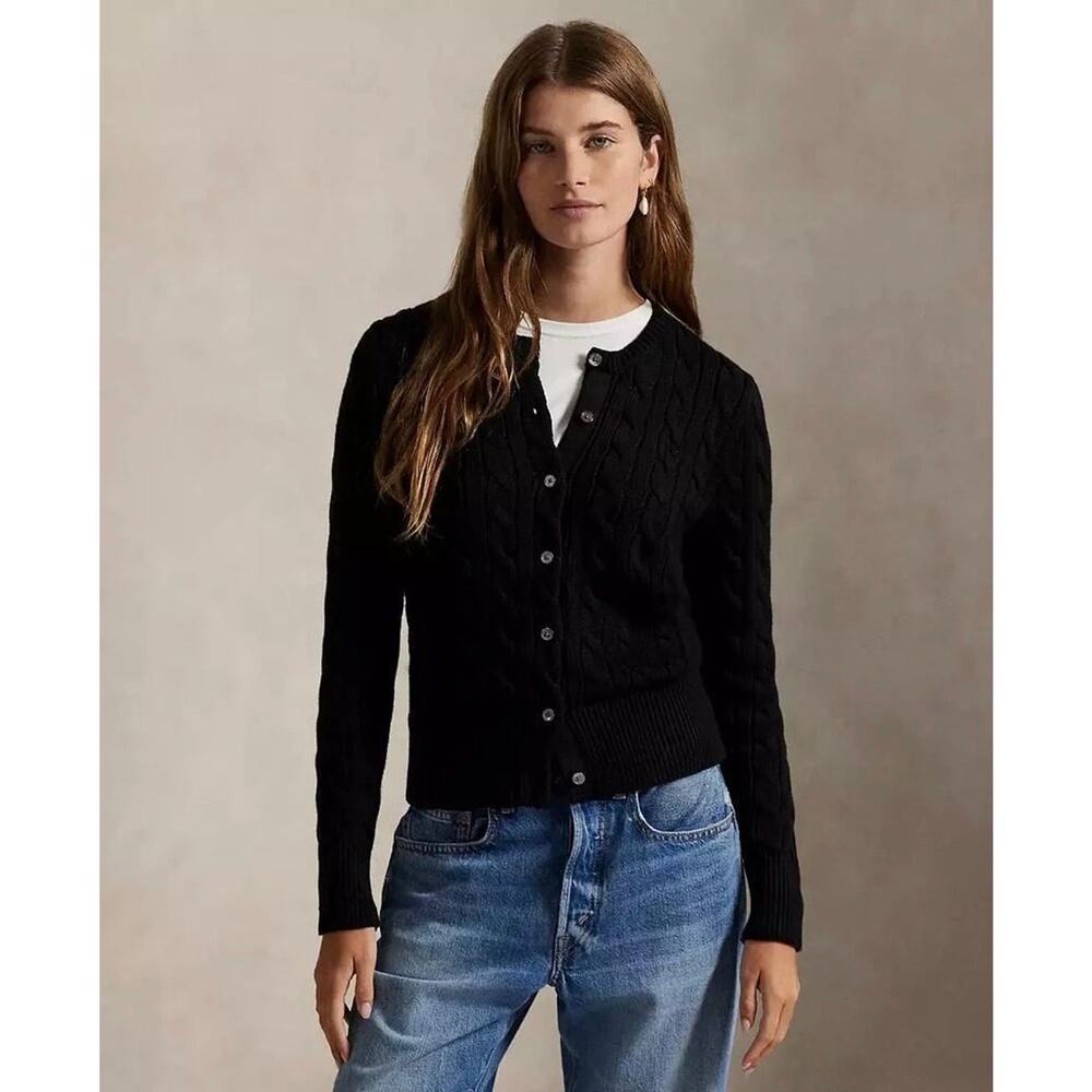 Lord & Taylor 100% Cashmere Cable Knit Cardigan Sz Large